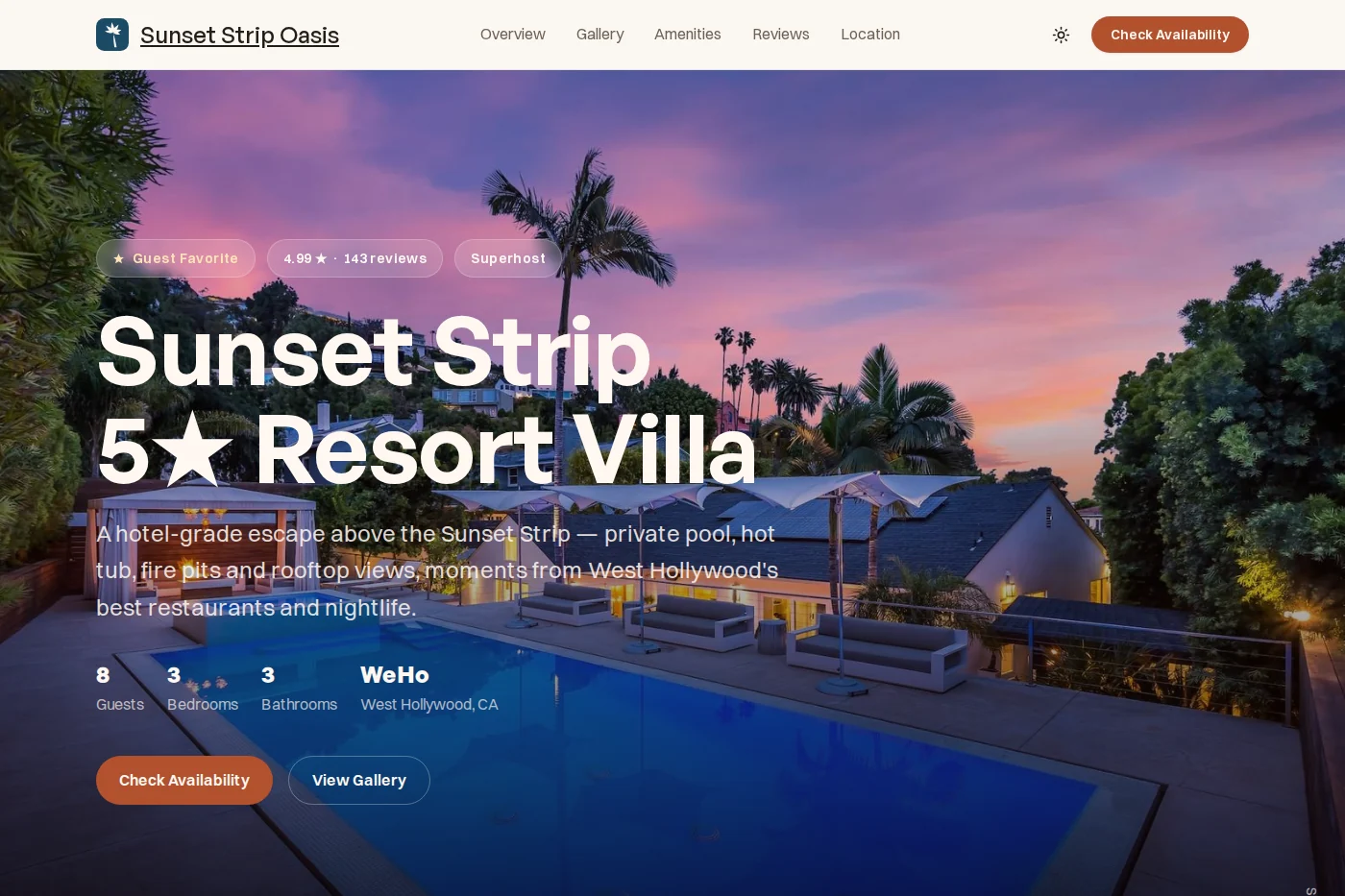 Sunset Strip Oasis — hospitality